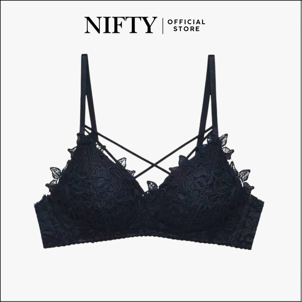 NIFTY.CO Bra BH Push Up Busa Tebal Tanpa Kawat Sexy Motif Bunga Tali Silang Sorex