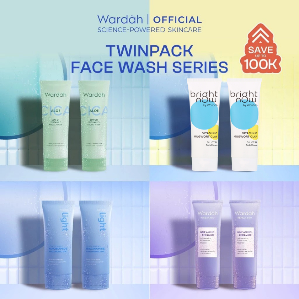 Wardah Gentle Facial Wash Low PH Series 100 ml Twinpack (Sabun Cuci Muka Gentle Acid Mantle Expert) 