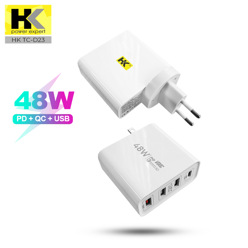 Original HK D23 Kepala Charger Fast Charging 48W VOOC QC3.0 Charger PD + C to C