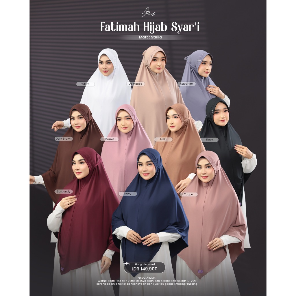 Fatimah Hijab Syari Bergo Jumbo Ped Antem Tali Ikat Belakang Arrafi