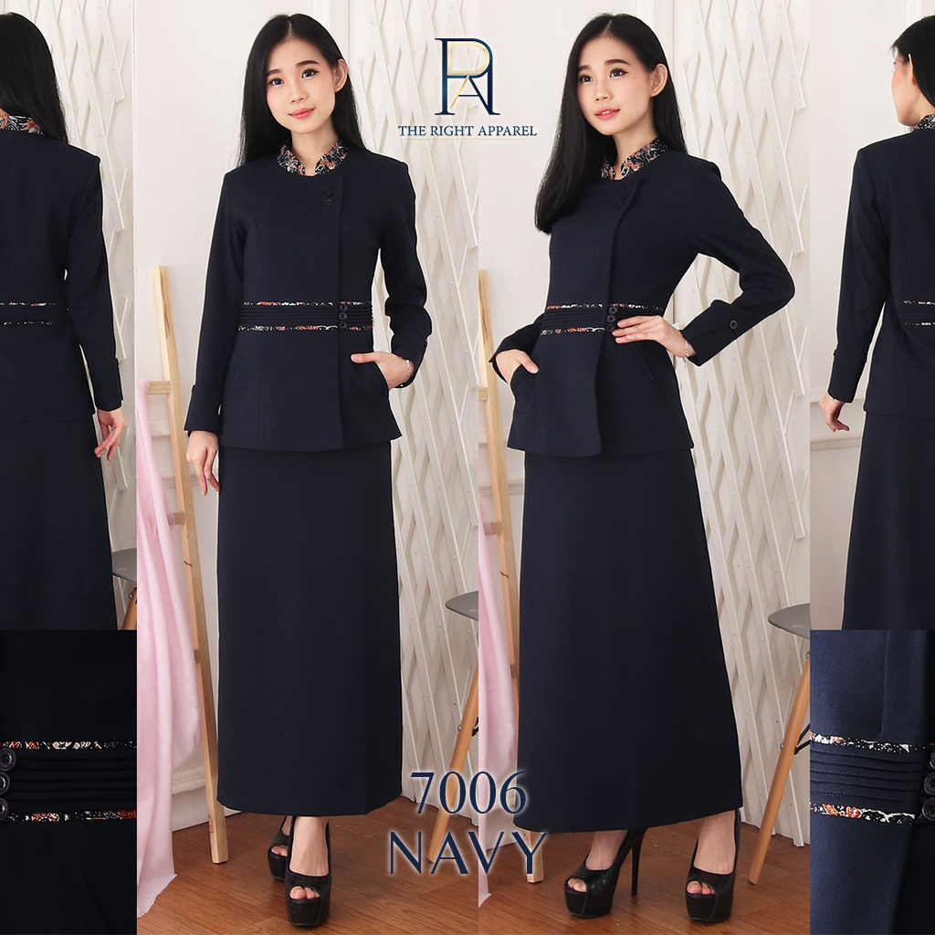 Blazer Seragam Wanita Jas Formal Kerah Mandarin Shanghai Lengan Panjang Kancing Samping dengan Detai