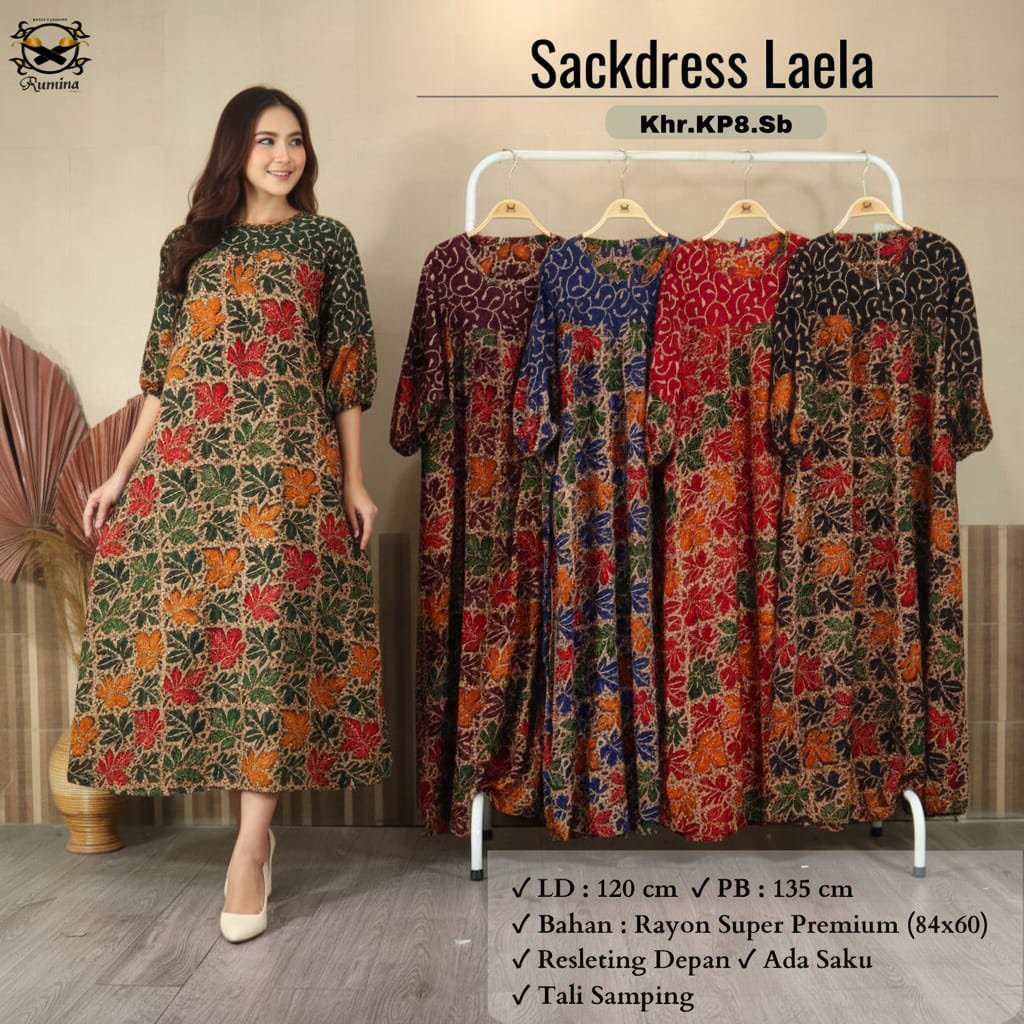 RM TERBARU (LD 120 PB 135) READY STOK Sackdress SASA  Ori Batik Cap Rumina Batik Model Klok Busui Fr