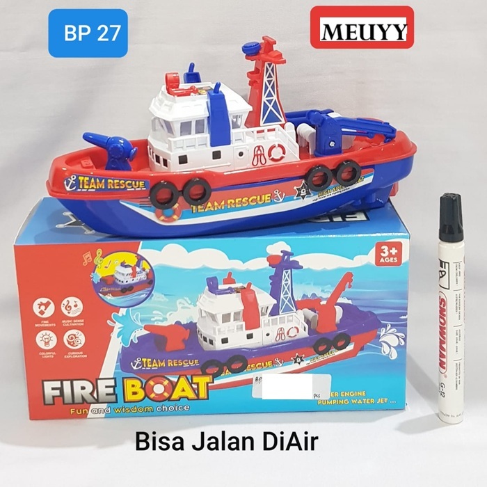 Mainan kapal berjalan di air BP27 mainan kapal fire boat kapal / perahu laut mainan anak anak