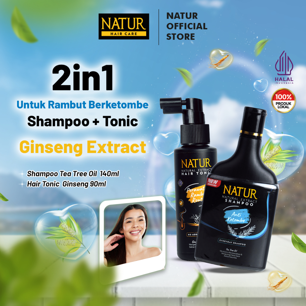 2in1 Shampoo Tea Tree Oil + Tonic | Untuk Rambut Berketombe