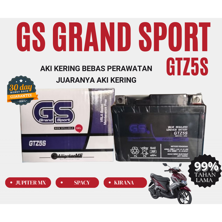 Aki Kering GTZ5-S Beat Karbu Vario 110 Beat FI Scoopy Specy GS Grand Sport P1362