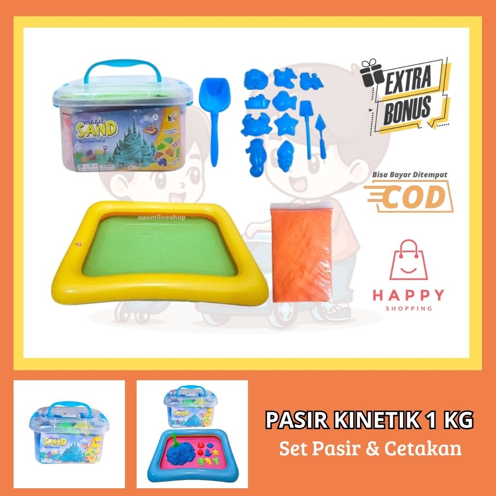 MAGIC SAND pasir ajaib,Mainan pasir ajaib anak box set 1kg lengkap+cetakan+kolam,Pasir magic