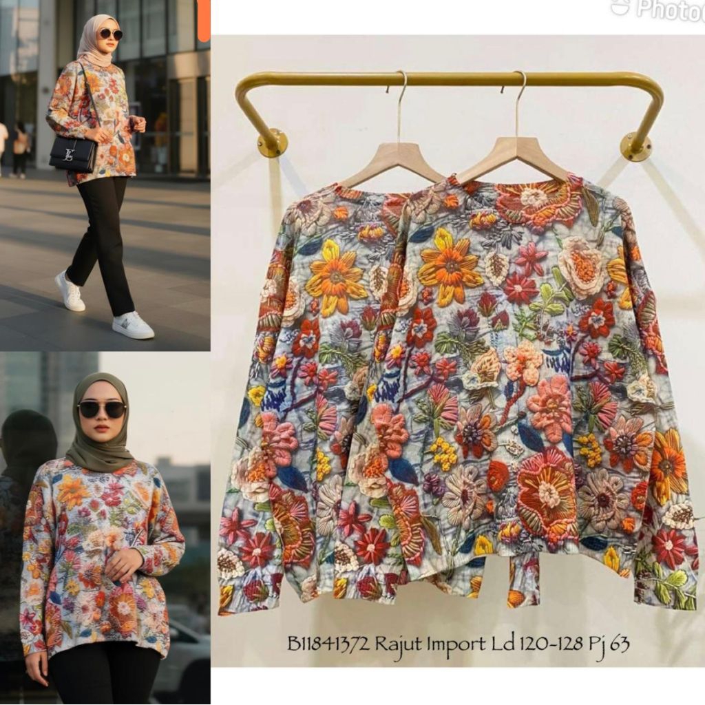 Real pic Original dan TERMURAH Blouse Jumbo rajut PREMIUM Butik / Atasan Oversize rajut PREMIUM Bang