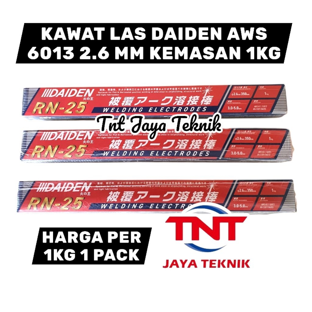 DAIDEN RN-25 2.6MM KAWAT LAS BESI DAIDEN 2.6 MM 1KG / KAWAT LAS DAIDEN 2.6MM 1KG AWS 6013