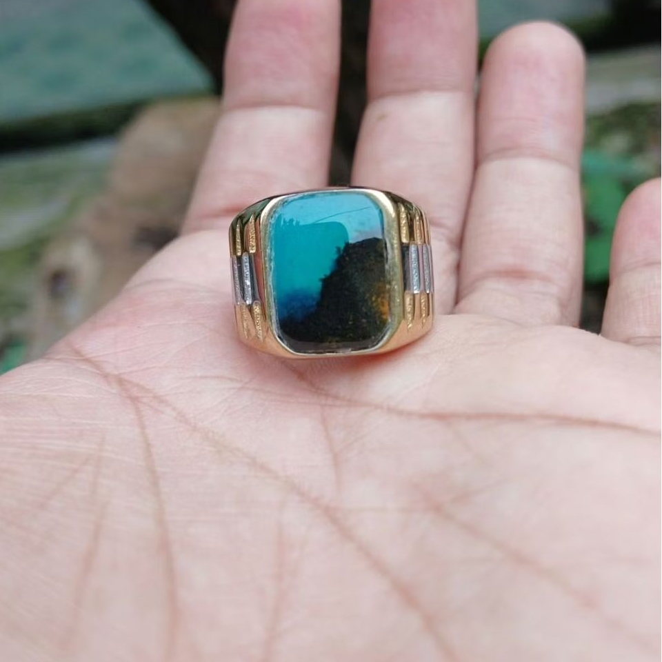 Cincin bacan kembang kotak natural elegan