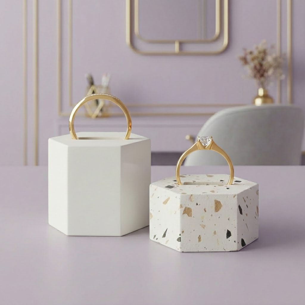 Wadah Cincin Pernikahan/Lamaran Heksagonal | Semen | Concrete | Hexagonal Wedding Ring Display
