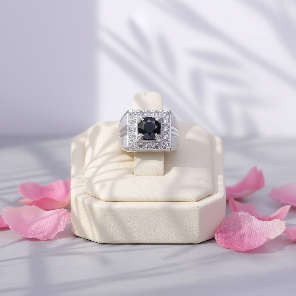 cincin perak berlian hitam