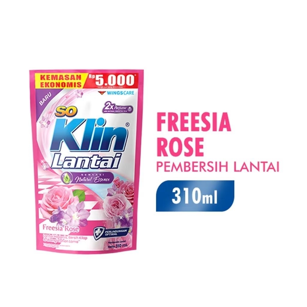 Soklin Pembersih Lantai Merah Freesia Rose Pouch 310 Ml