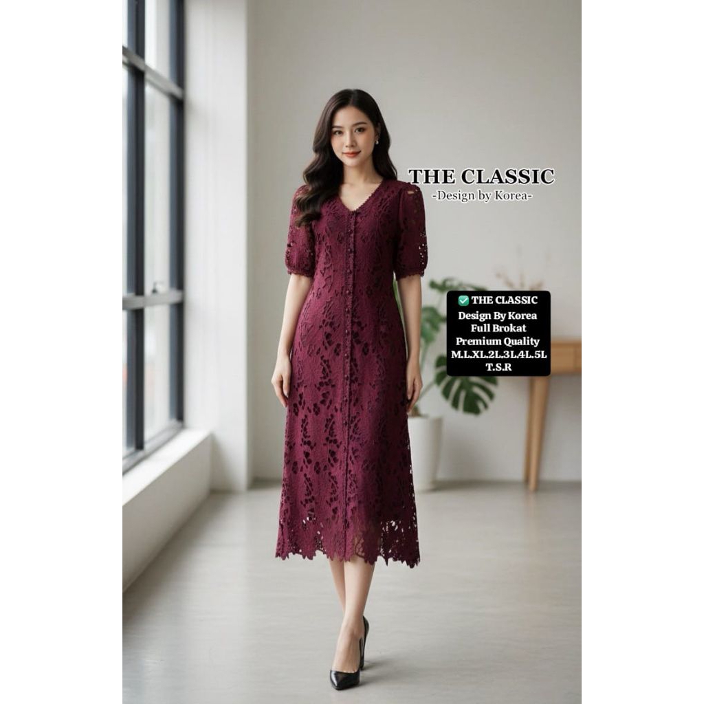 PARTY DRESS THE CLASSIC KOREA DESIGN GAUN BROKAT