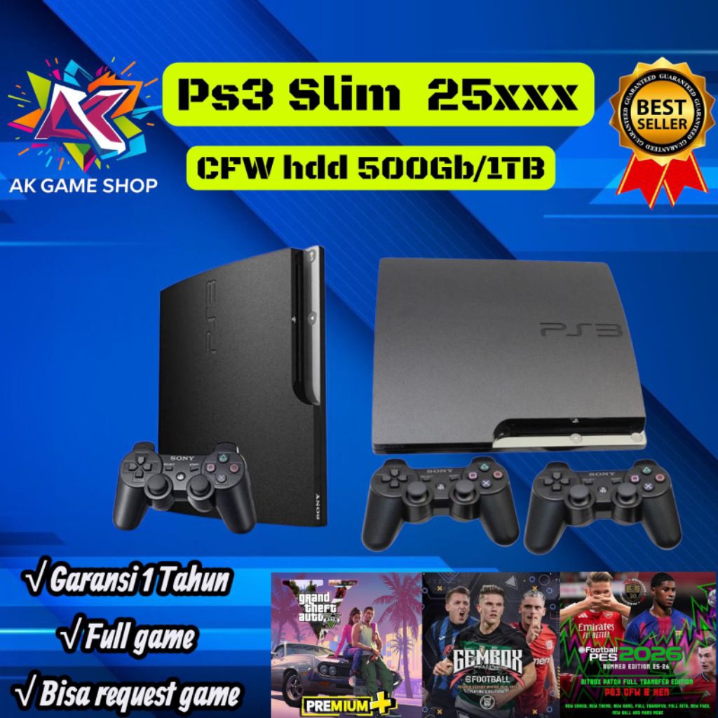 Ps3 slim seri 25 Playstation 3 cfw full game bebas reques