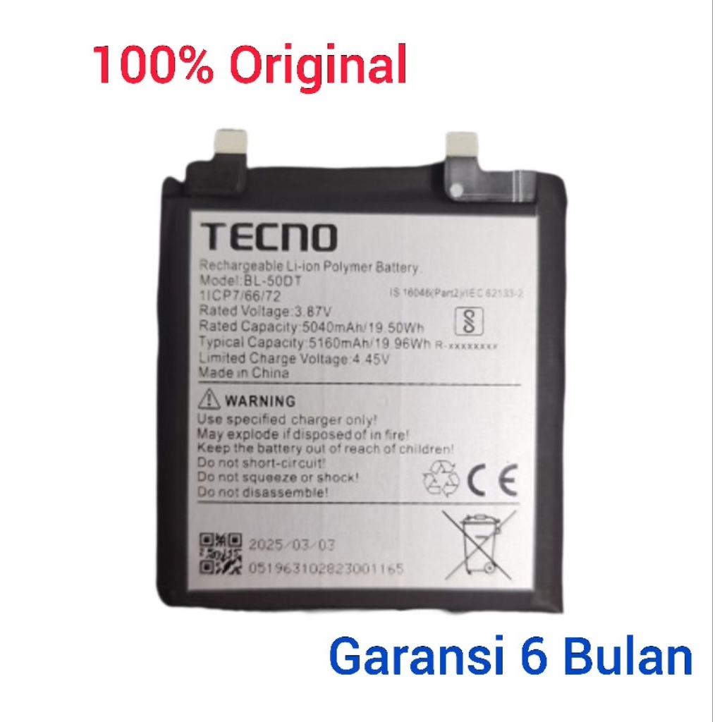 TECNO Battery Tecno Phantom X2 Pro 5G AD9 Phantom X2 AD8 BL-50DT Baterai batere Original 100%