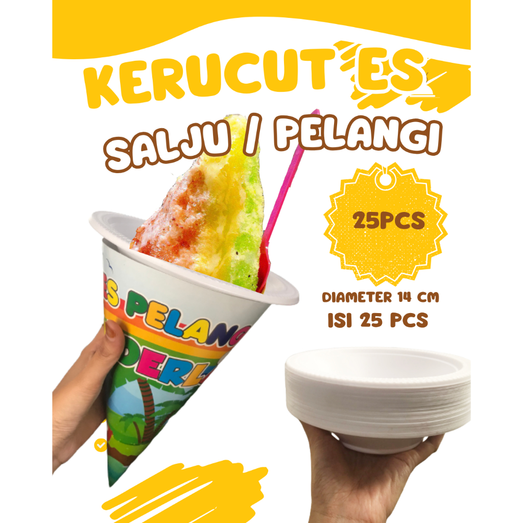 Kerucut Es Pelangi isi 25pcs Cup Es Cream Salju Pelangi Wadah Es Buat Jualan Es Seut