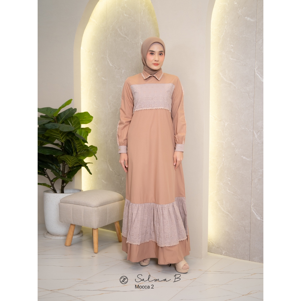 ZALIFA - SALMA DRESS MOCCA - GAMIS WANITA - FASHION MUSLIM WANITA