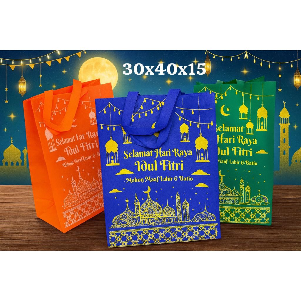 Tas Hampers Lebaran IDUL FITRI Goodie Bag Besar, 30x40x15(MGL), 1lusin isi 12pc