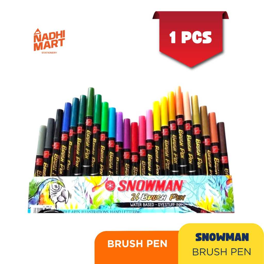 SNOWMAN BRUSH PEN COLOUR / BRUSH PEN MURAH / SPIDOL BRUSH PEN SNOWMAN / SPIDOL WARNA / BRUSH PEN SNO