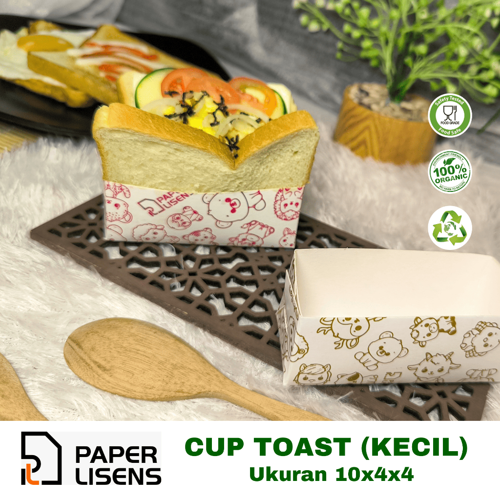 Toast Box Motif 100 PCS | Toast Bread PaperTray | Box Cromboloni | Box Burger Mini | PapertrayDineIn