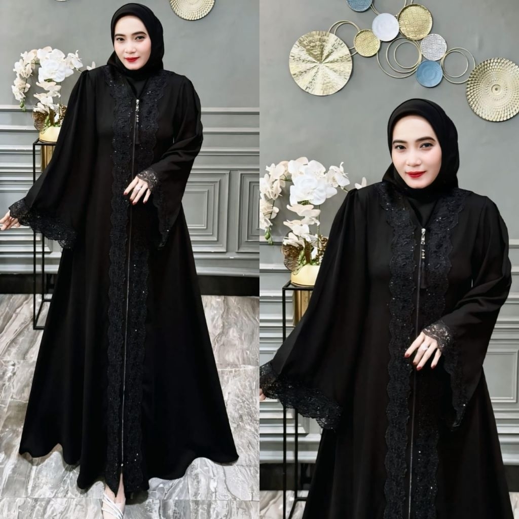 Abaya Farah / COD / Abaya Saudi Jetblack Premium