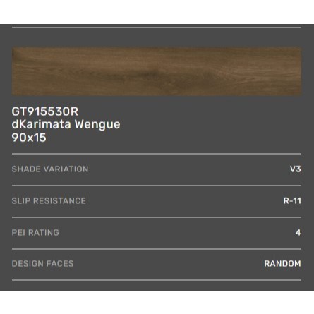 Granit Roman GT915530R dKarimata Wengue Granit Lantai / List / Granit Moif Kayu/ 90x15 Grade/Kw : A&