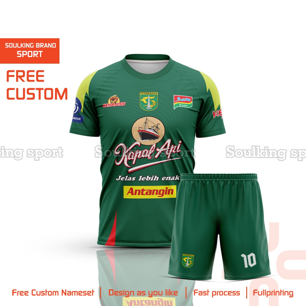 Baju Jersey Bola Persebaya 2025 - 2026 Home Away Thrid Liga 1 Indonesia Free Custom Nama Warna Hijau