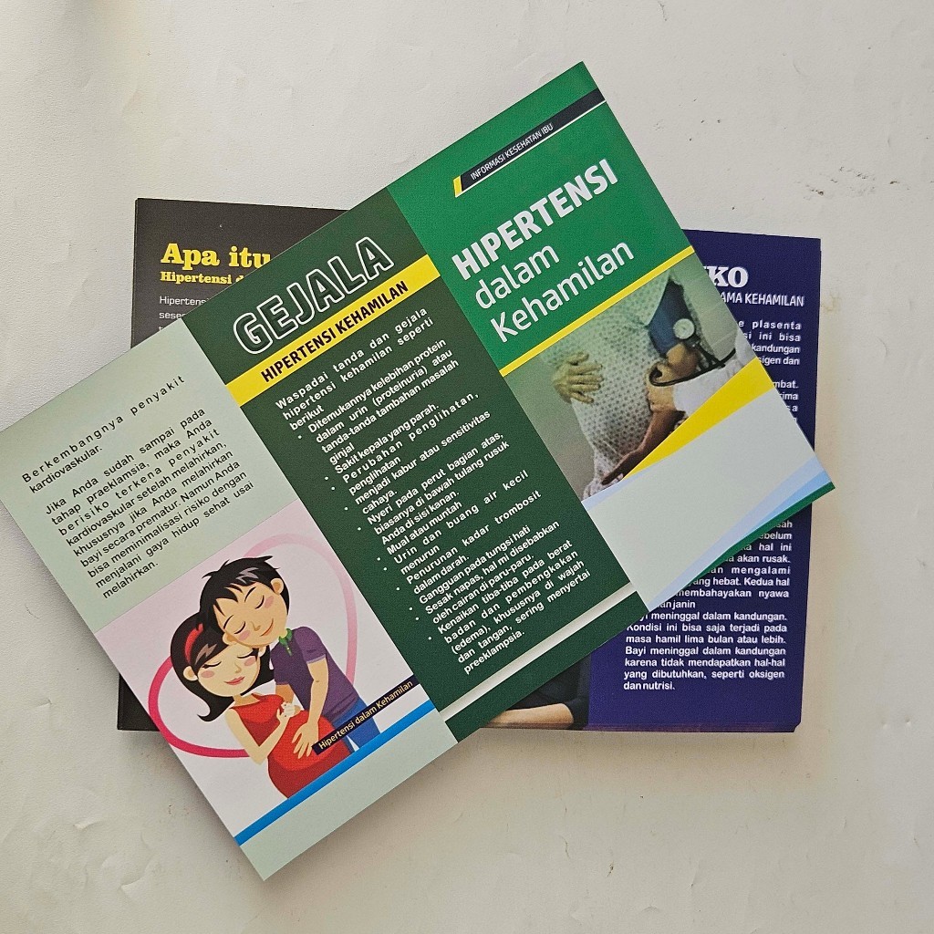 Leaflet atau brosur Hipertensi dalam Kehamilan dan Gejalanya. Leaflet Kesehatan, Leaflet kebidanan