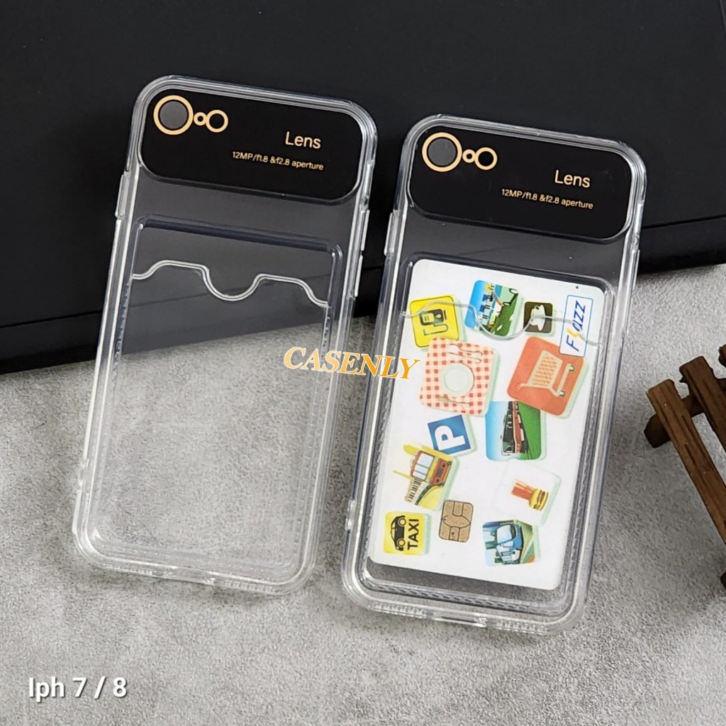 Case iPhone 7 iPhone 7 Plus iPhone 8 iPhone 8 Plus Clear Card Big Lens Slot Kartu Bening Case