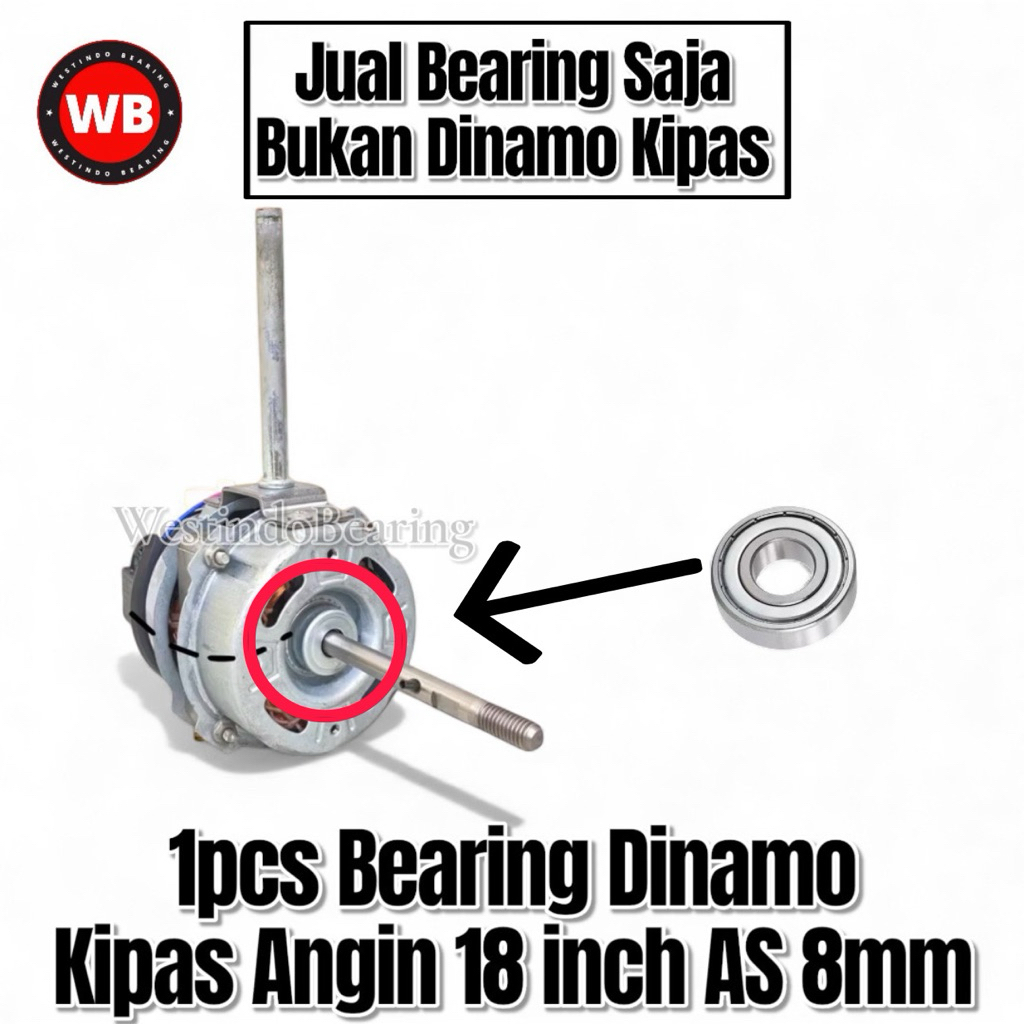 Bearing Dinamo Kipas Angin 18 inch As 8mm Laher Laker Lahar Klahar Kipas Angin