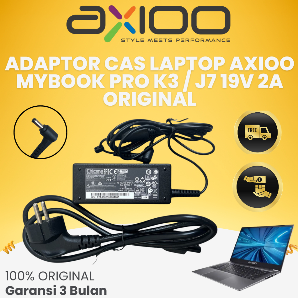 ADAPTOR CAS CHARGER LAPTOP AXIOO MYBOOK PRO K3/J7 GARANSI 3 BULAN ORIGINAL