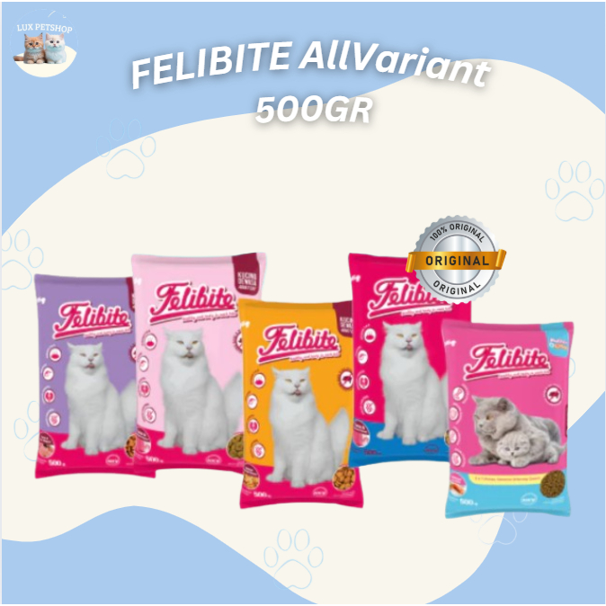 Makanan Kucing - FELIBITE Adult All varian 500gr |FELIBITE IKAN | FELIBITE DONAT | FELIBITE SALMON |