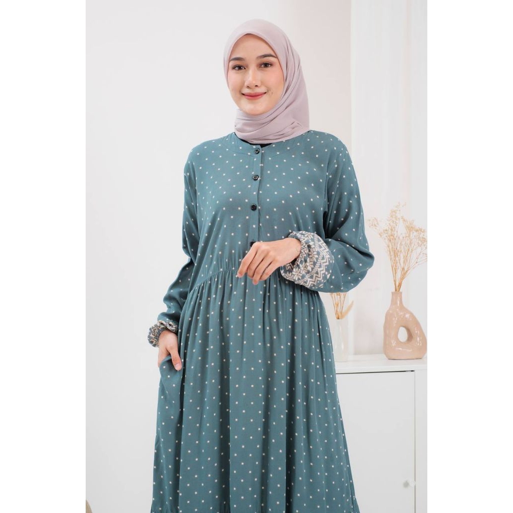AUREVA Store - Gamis Rayon Nadira Premium dengan Motif Bunga Adem dan Nyaman