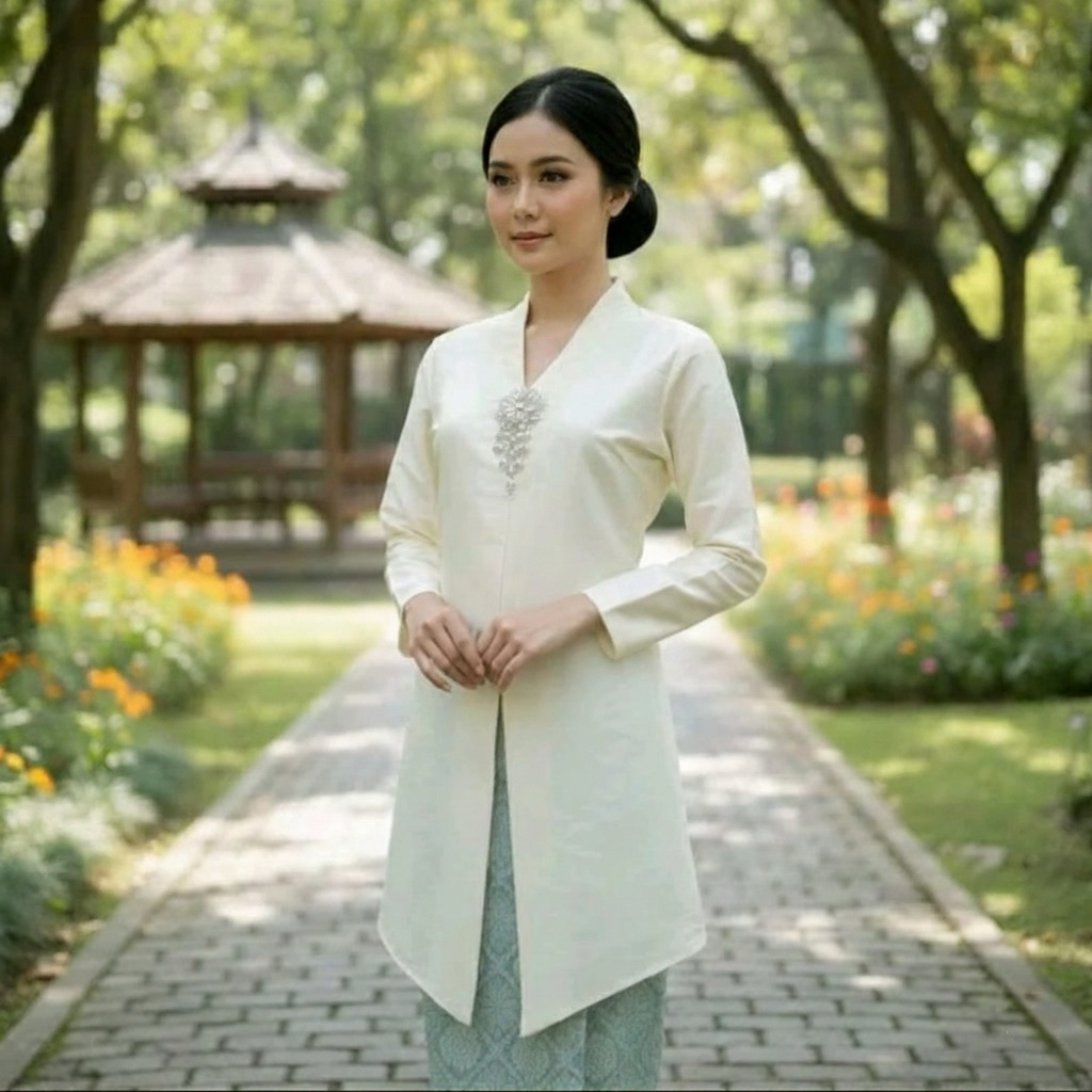 Setelan Tunik Kebaya Tafeta Encim Elegan/Tunik Tafeta Encim Pesta Dan Natalan