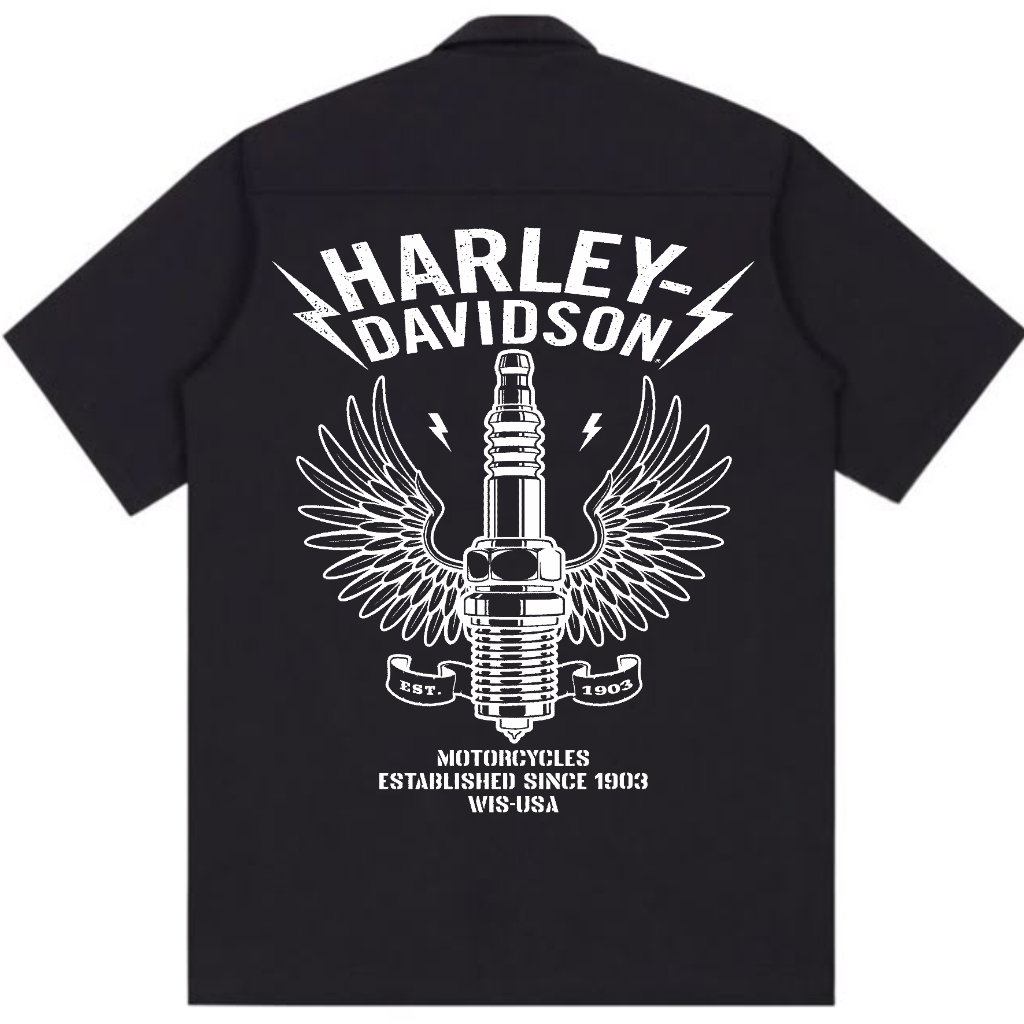 Sreg Workshirt Harliy Davidsen Busi dan Sayap Legenda Kemeja Kerja PDH (Belakang)