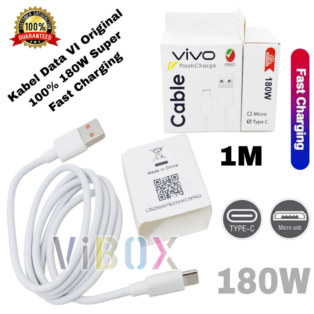 X-200 Kabel Data Vivo Original Micro Usb & Type-c Cable Vivo 1M Super Fast Charging 180W [SEN]