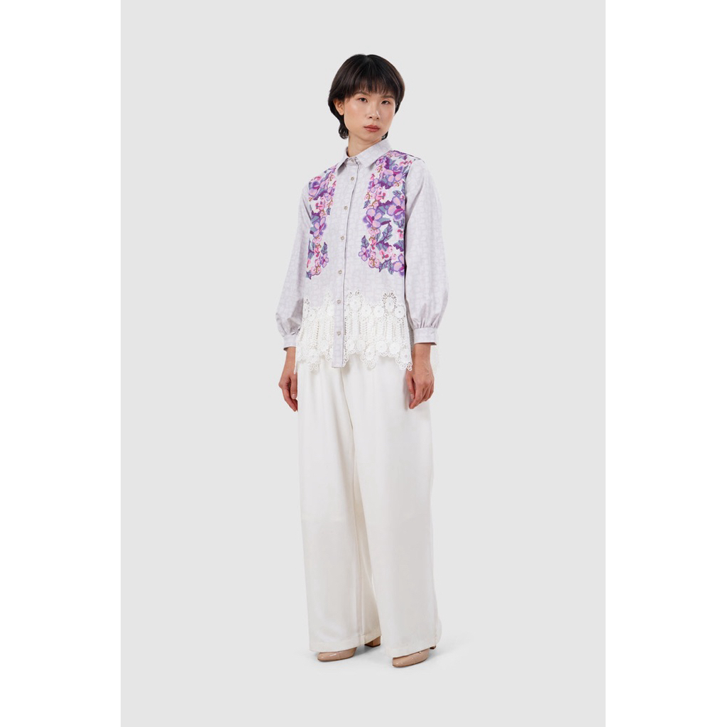 New BJ Eclora Lace Shirt Lavender L