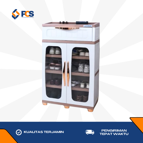 Lemari Sepatu Olymplast SRO 2K1L / Lemari Sepatu Plastik / Lemari Rak Sepatu 2 Pintu Kaca 1 Laci / R