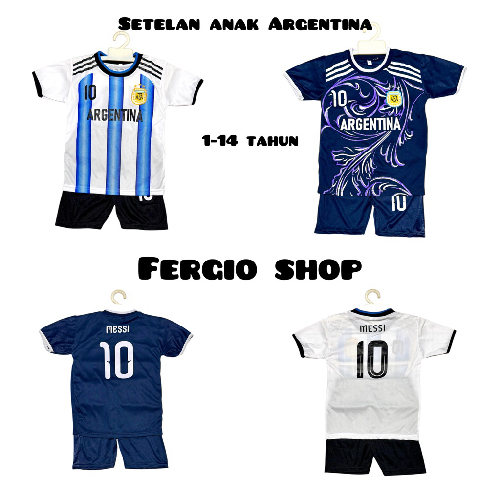 baju bola anak Argentina/ setelan baju bola anak Liga Dunia/ kaos bola anak Argentina/ baju bola ana