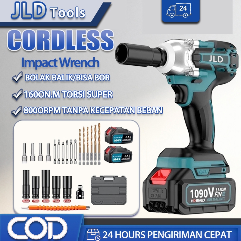 JLD Impact Wrench 1090V/588V Cordless Impact Wrench Impact Wrench Brushless Cordless Electric Wrench