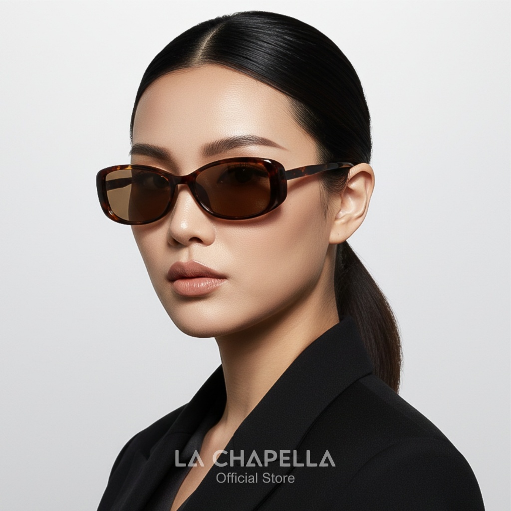 La Chapella Kacamata Hitam Korea Style Sunglasses Polarized UV400 Frame Kotak TR90 Acetate Pria Wani