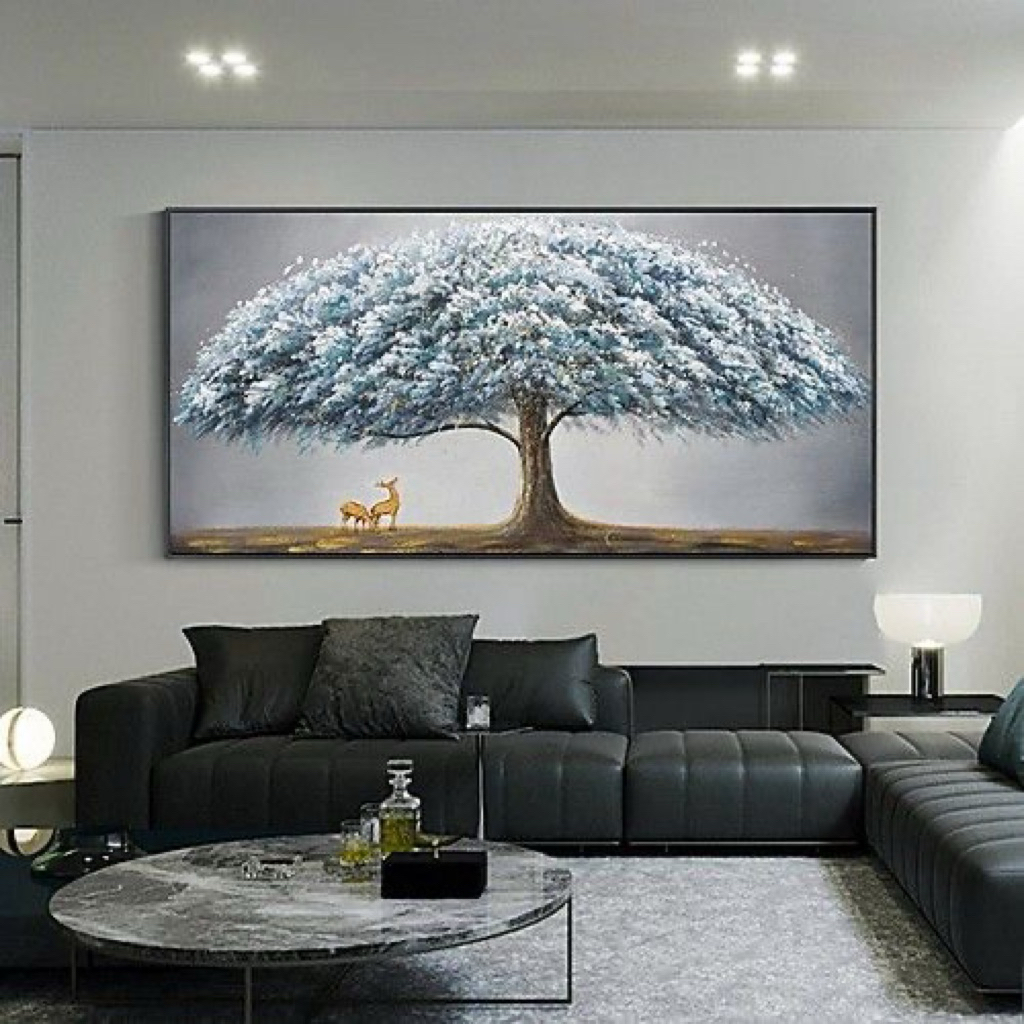 Lukisan dinding abstrak tekstur minimalis modern pohon rusa untuk hiasan dinding rumah