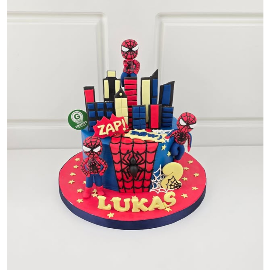 CAKE CUSTOM SPIDERMAN SEMI FONDANT / KUE ULANG TAHUN UK 15CM