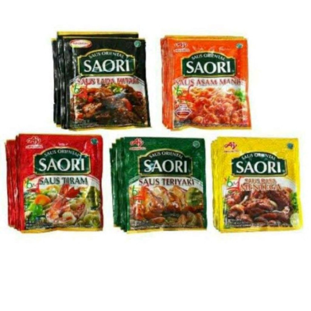 Saori Sachet All Varian 1paket 5pcs / Saori Tiram / Saori Bulgogi/ Saori Mentega / Saori Lada Hitam 