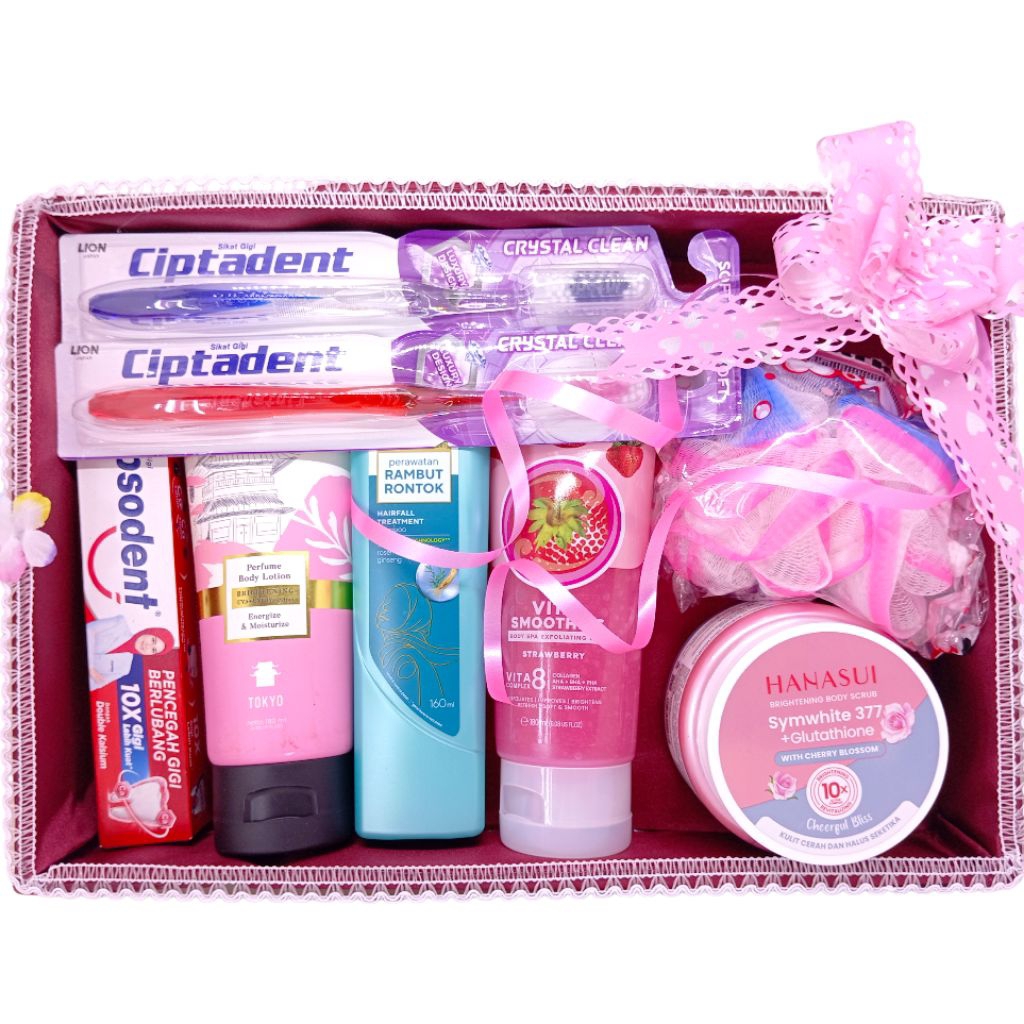 Paket Seserahan Perlengkapan Mandi Gratis Box Seserahan Plastik Parsel Pita Hiasan Bisa Request Warn