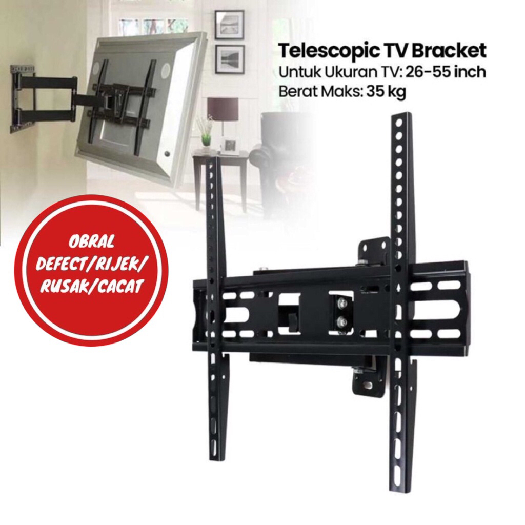 [OBRAL RIJEK] Telescopic TV Bracket 1.3m 400x400 Pitch for 26-55 Inch - CN814