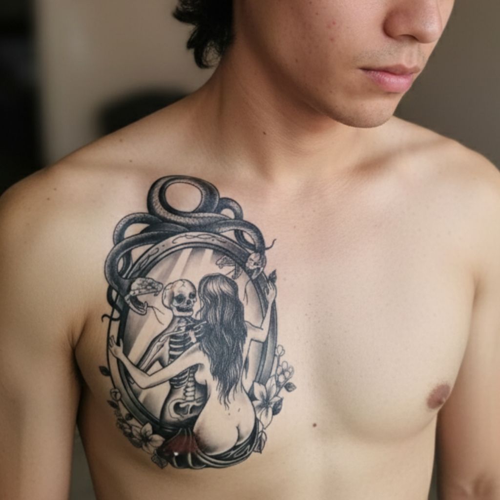 tato temporer dada tato motif wanita realistis