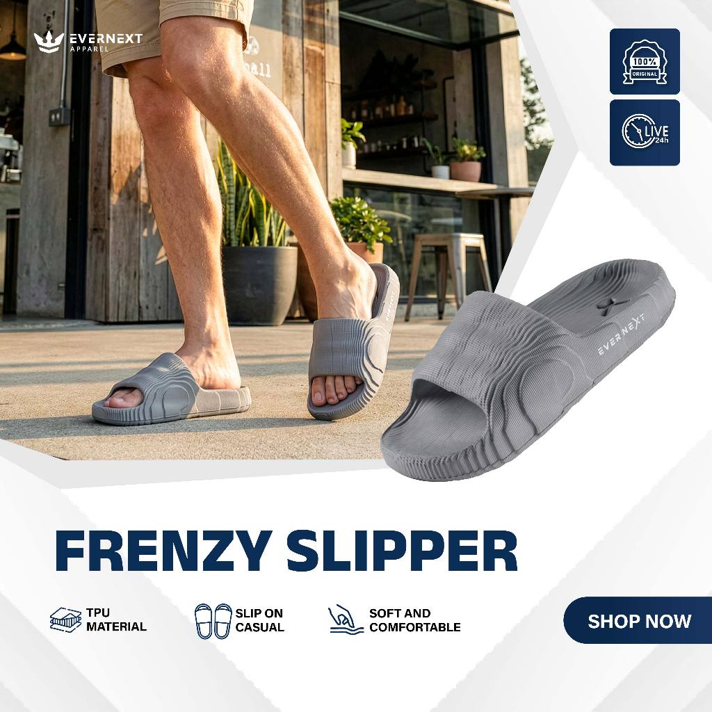 Evernext Apparel - Sandal Slippers Pria Frenzy Slip On Slippers Sandal Pria Wanita Sandal Slide Ever