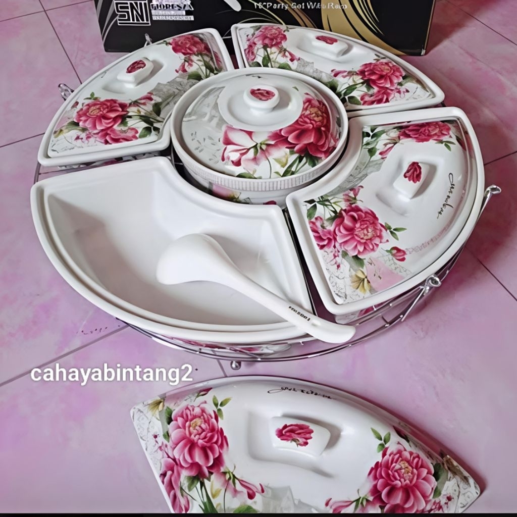 (Packing Kayu) Prasmanan Putar 19 Inch Keramik Fiorenza (Jumbo) AK782