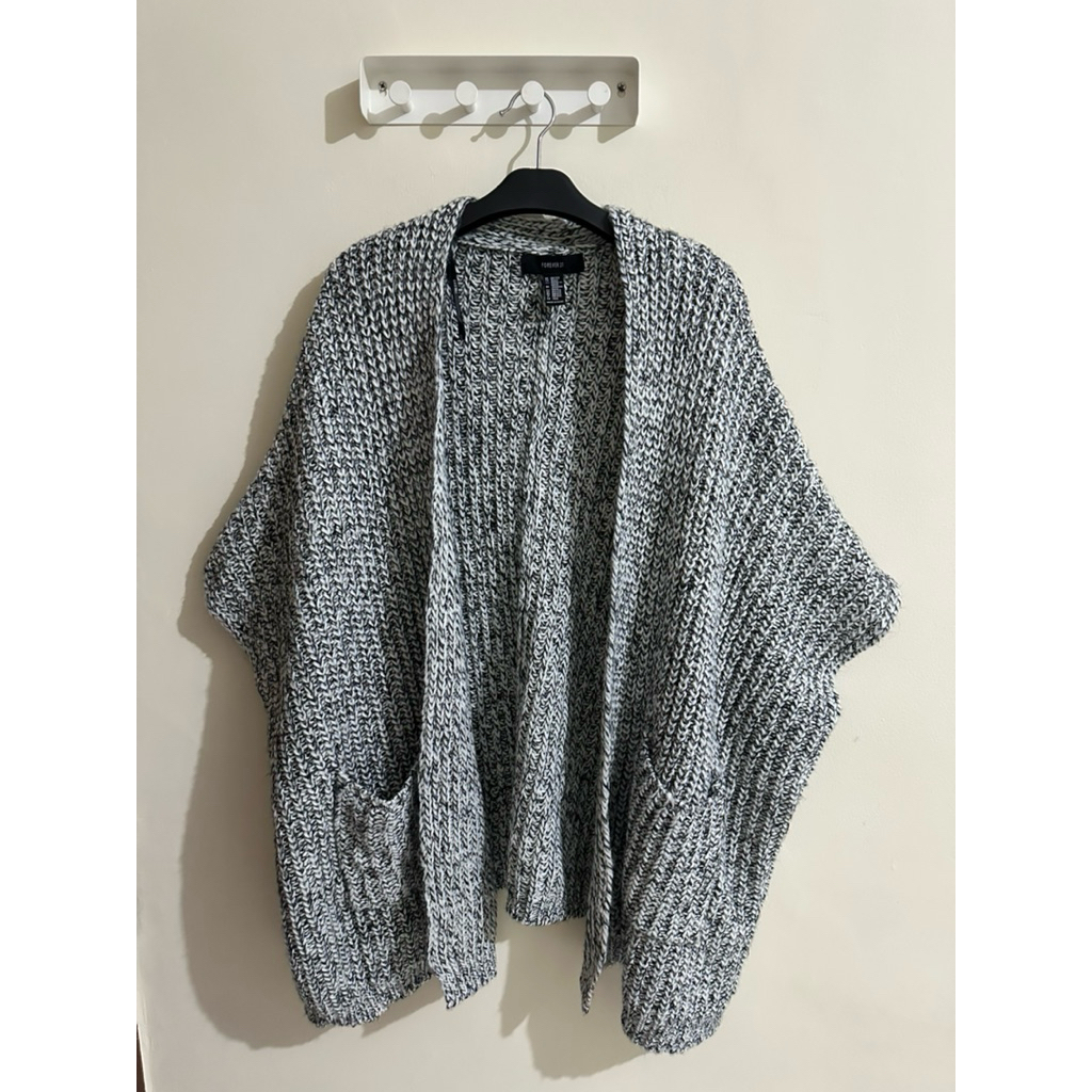 Forever 21 Grey Knit Cardigan Forever21 Misty Gray Knitted Loose Cardigan F21 Kardigan Rajut Batwing